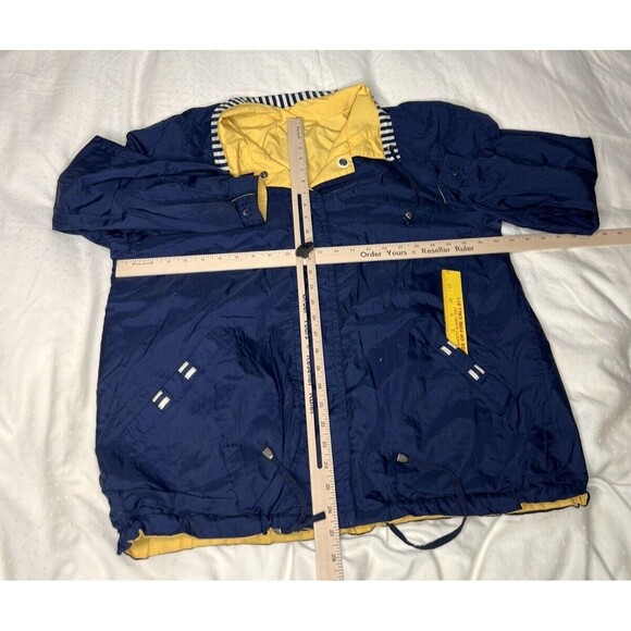 Vintage Men's Current Seen Reversible Windbreaker Jacket Navy Blue Yellow Size L - Picture 13 of 13